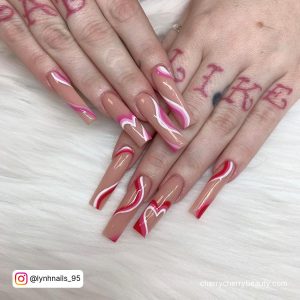 Pink And Red Valentines Nails