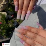 Pink And White Butterfly Nails