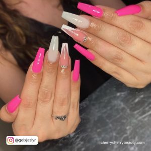 Pink And White Coffin Nail Designs