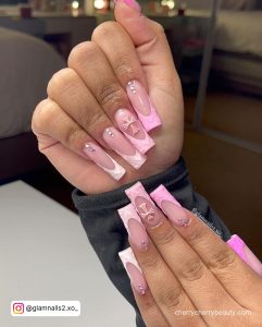 Pink And White French Tip Nails