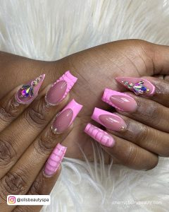 Pink Baddie Short Acrylic Nails