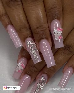 Pink Birthday Nail Designs With Embellishments