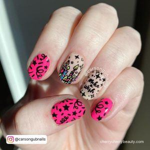 Pink Birthday Nail Ideas In Pink And Black