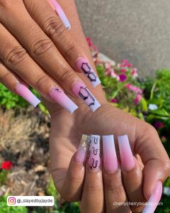 Pink Birthday Nails Coffin With Ombre Effect