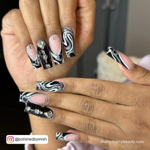 Pink Black Nail Designs