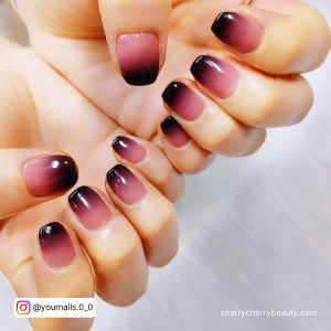 Pink Black Ombre Nails