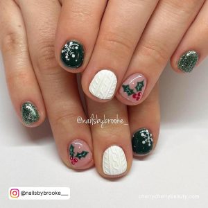 Pink Christmas Nail Art With Trees
