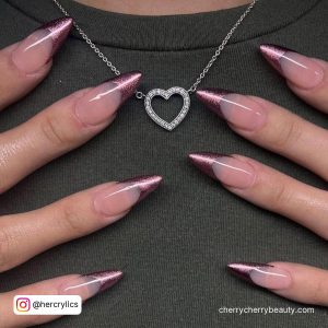 Pink Chrome Cute Acrylic Nails Winter