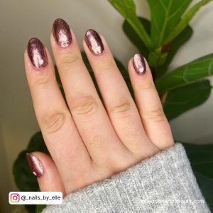 Pink Chrome Gel Nail Polish With Glitter