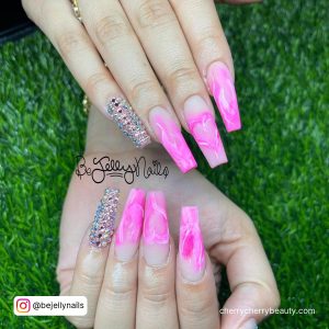 Pink Coffin Acrylic Nails