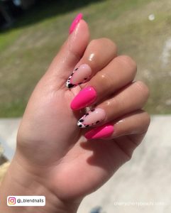 Pink Cow Nails With French Tip Design