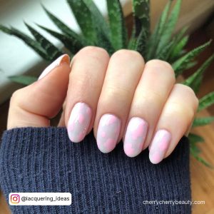 Pink Cow Print Nails Short In Almond Shape