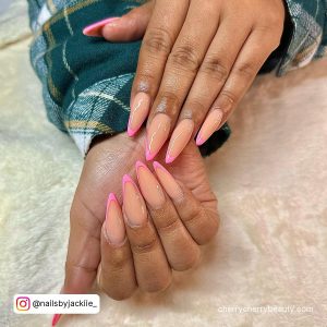Pink French Almond Nails