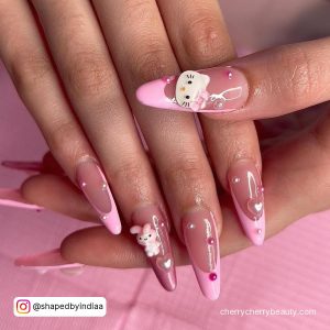 Pink French Tip Almond Nails