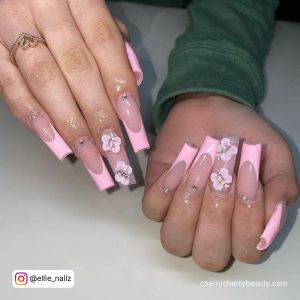 Pink French Tip Nails Coffin