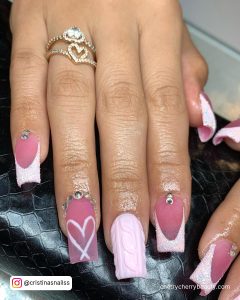 Pink French Tip Nails Short