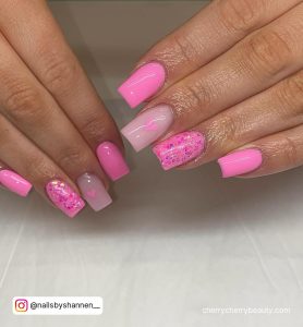 Pink Gel Nails With Glitter