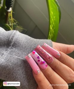 Pink Long Nails Design