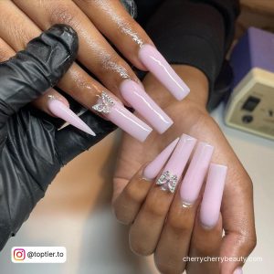 Pink Long Square Nails