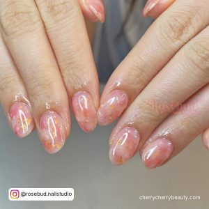 Pink Marble Nail Designs For Short Nails