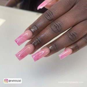 Pink Marble Ombre Nails In Square Shape