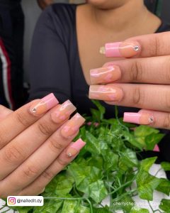 Pink Nail Designs With Hearts And Diamonds