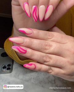 Pink Nails Almond