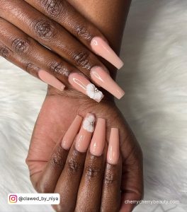 Pink Nude Coffin Nails