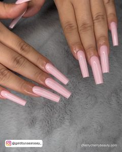 Pink Pastel Nails In Coffin Shape