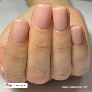 Pink Short Square Nails For A Simple Look