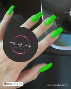 Pretty And Bright Summer Acrylic Nails Over Black Surface )