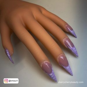Purple Acrylic Nail Ideas In Stilleto Shape