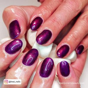 Purple Acrylic Nails Short With A Shiny Finish