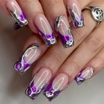 Purple And Silver Nails With French Tips