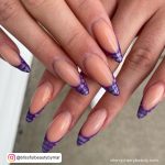 Purple French Tip Acrylic Nails In Almond Shape