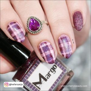 Purple Short Cute Winter Acrylic Nails