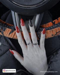 Red And Black Acrylic Nails