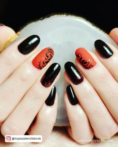 Red And Black Marble Nails