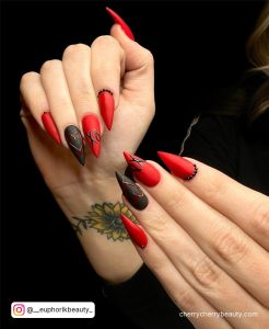 Red And Black Matte Nails