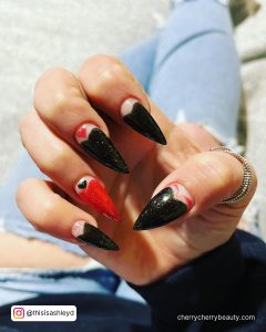 Red And Black Stiletto Nails