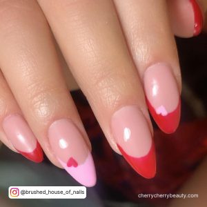 Red And Pink Valentine Nails