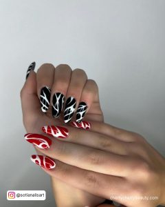 Red Black And White Nail Designs