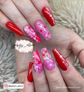 Red Pink And White Nails