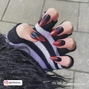 Red To Black Ombre Nails