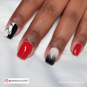 Red White Black Nails