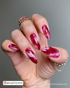 Red Winter Nail Designs Acrylic Nails