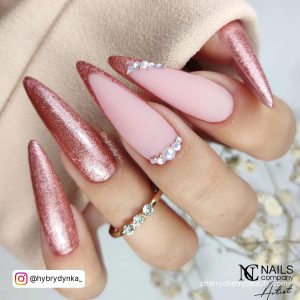 Rose Gold And Pink Nails