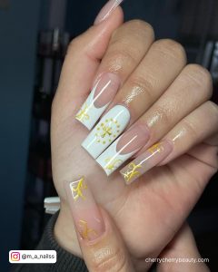 Rose Gold Nails Acrylic White Tips