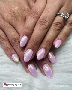 Rose Pink Chrome Nails In Almond Shape