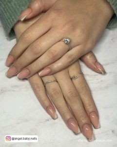 Short And Simple Coffin Acrylic Nails Over Marble Surface